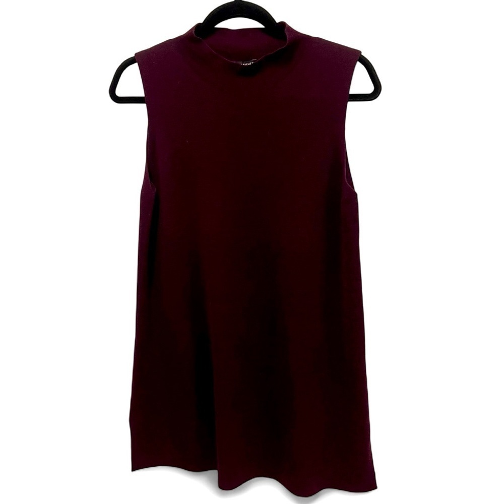 Eileen Fisher Sleeveless 100% Wool Tunic Sweater in plum size medium